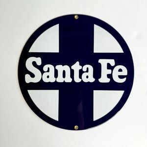 Santa Fe Railroad Blue ANDE ROONEY Porcelain Enamel Reproduction Train Sign 10"